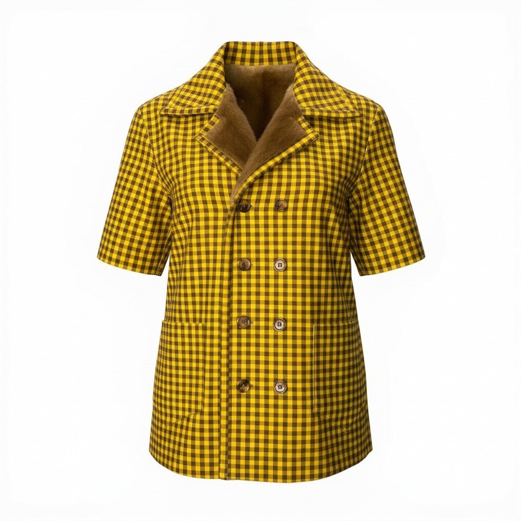 E FENDI フェンディ パステルミンクファー リバーシブル ファーコート ジャケット チェック 36 ブラウン イエローnu1