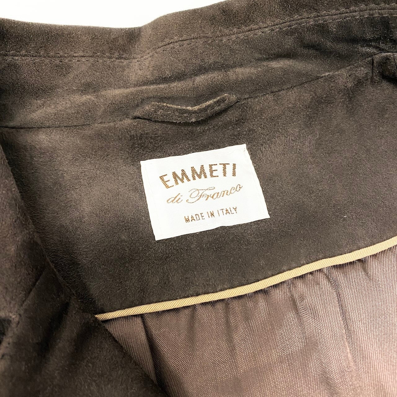 83c27 EMMETI エンメティ スウェードジャケット レザージャケット PARIDE アウター イタリア製 46サイズ ブラウン 山羊革 メンズ 男性用o07t