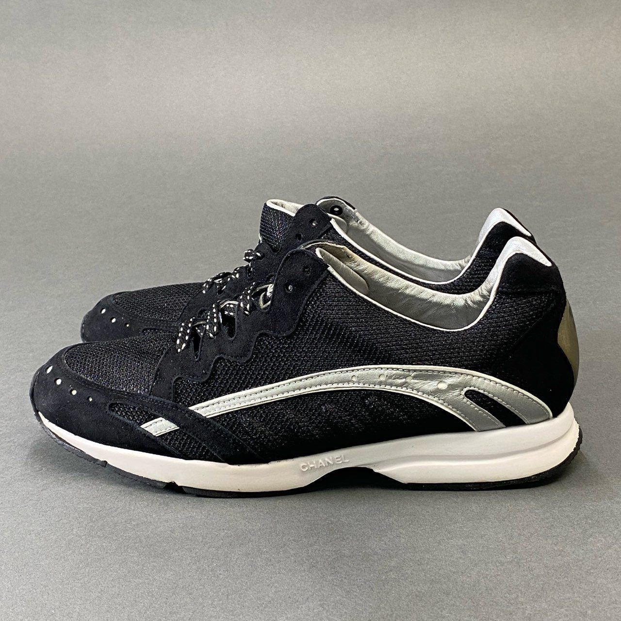 1g7《美品》 CHANEL SPORT シャネル スポーツ ココマーク スニーカー 37 ブラック ランニング シューズ トレーニング スペイン製