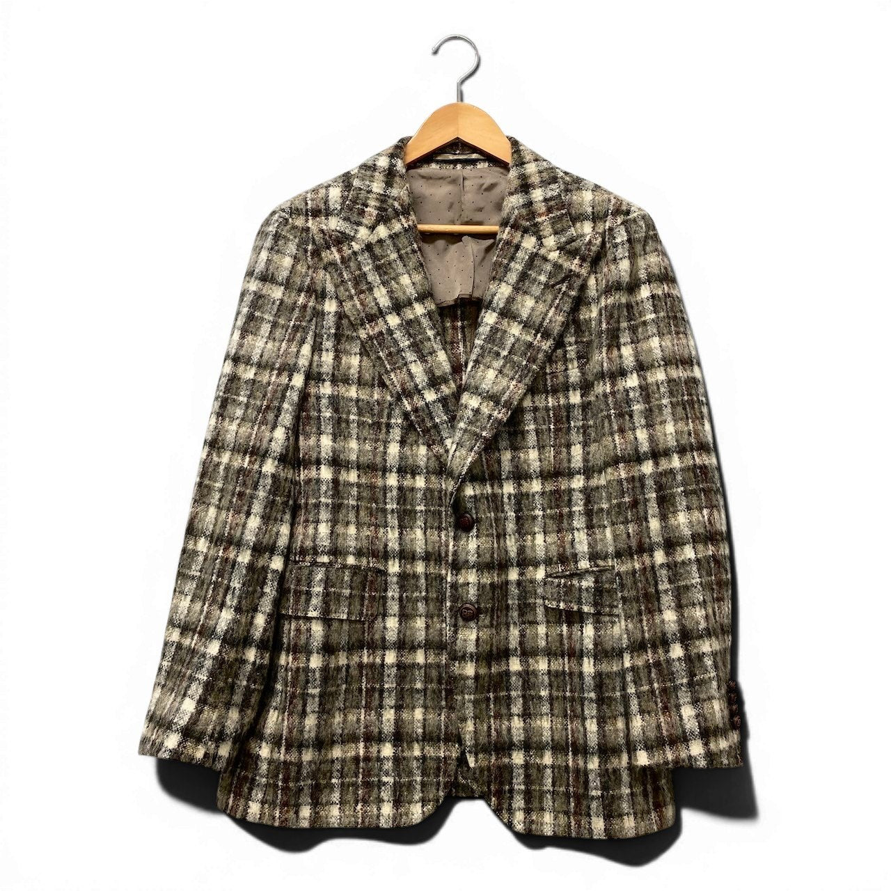 71f16【美品】 0205 PINOLERARIO Revival ピーノ・レラリオ・リヴァイバル テーラードジャケット アンコンジャケット チェック柄 サイズ48 マルチカラー メンズ 紳士服u02t