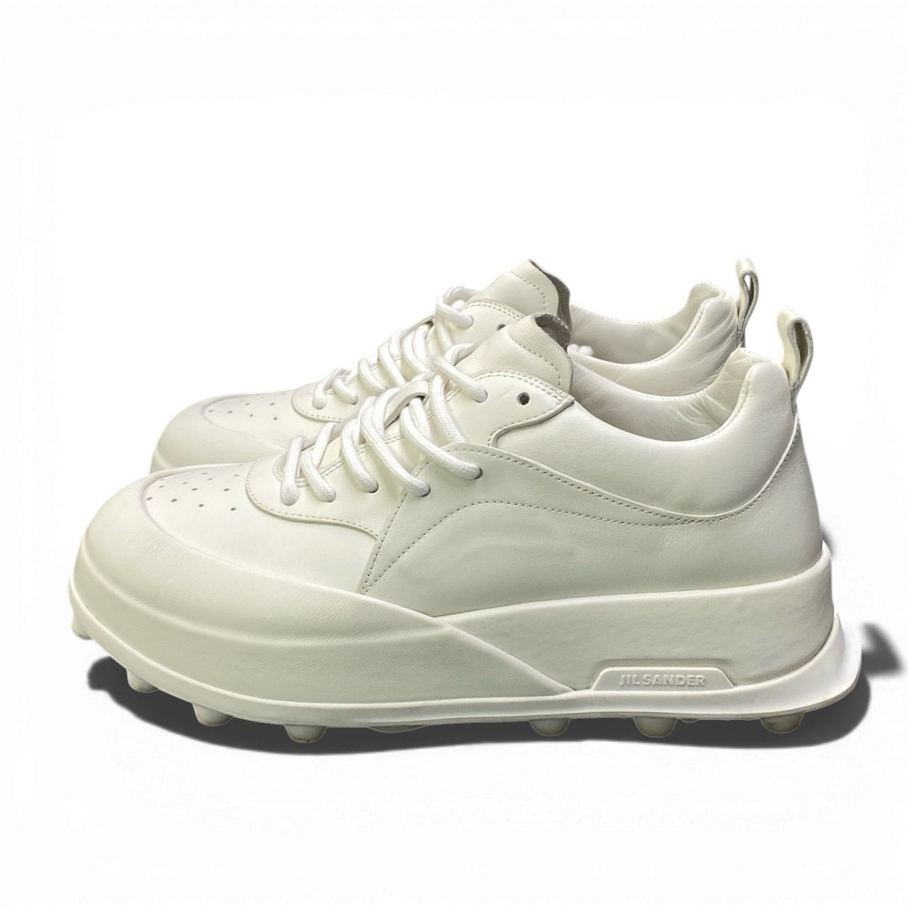 1a22 《美品》 定価￥174,900 JIL SANDER ジルサンダー ORB LEATHER SNEAKERS オーブ レザースニーカー サイズ42 ホワイト 厚底 イタリア製 シューズt18r