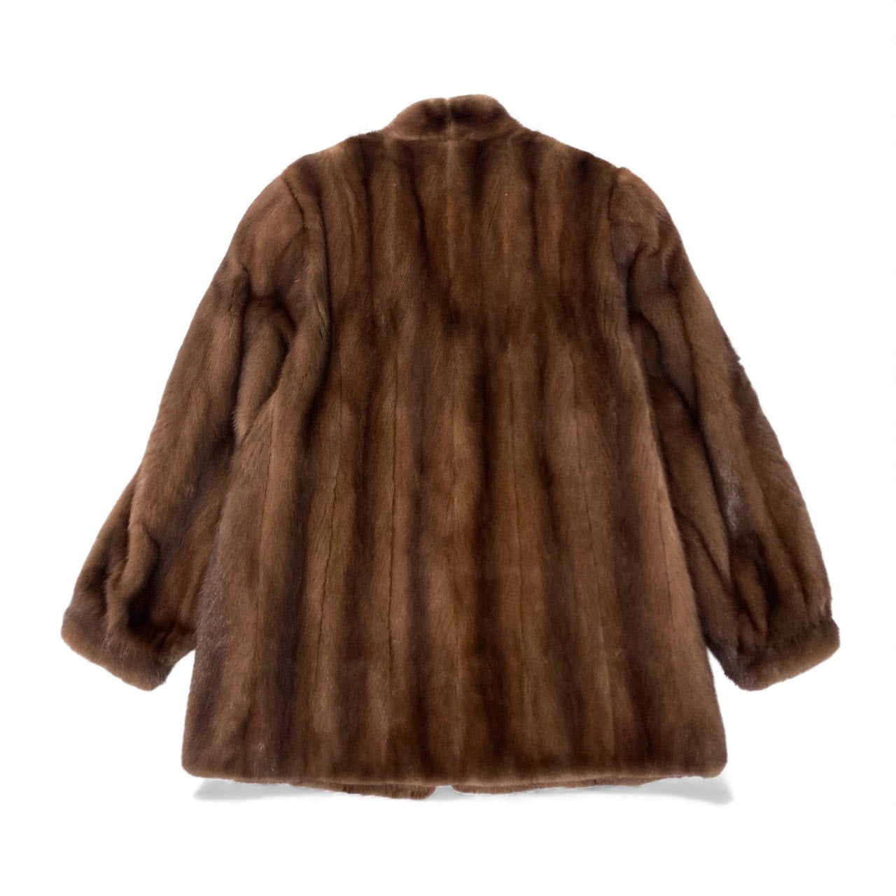 10k11 NANAWA FUR SAGAMINK サガミンク ミンクコート 毛皮コート サイズ11号 ブラウン デミバフミンク レディースk02i