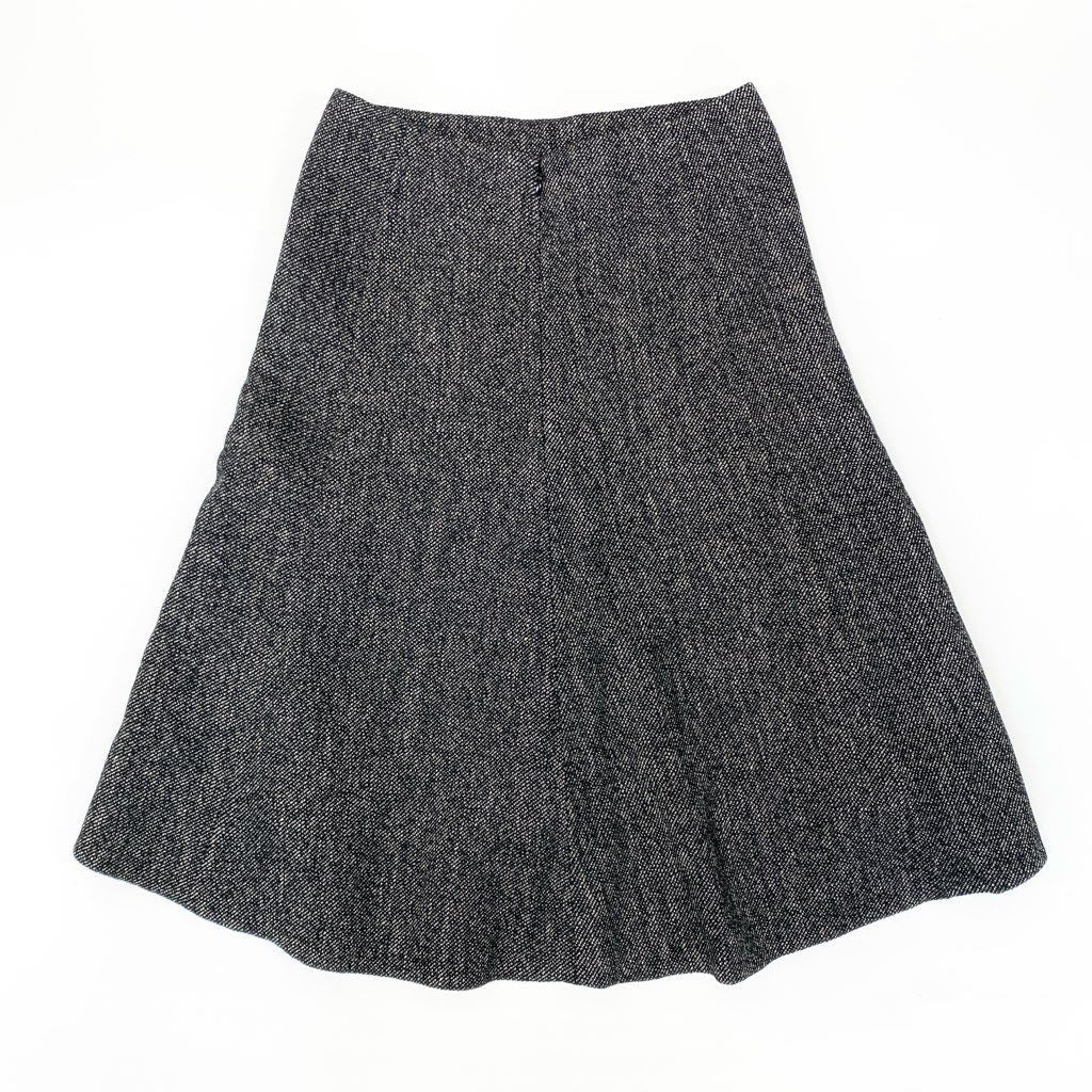 79L15 CELINE セリーヌ フィッシュテールスカート ミドル丈 メランジ バックジップ 38 ブラック レディース 女性用u02t