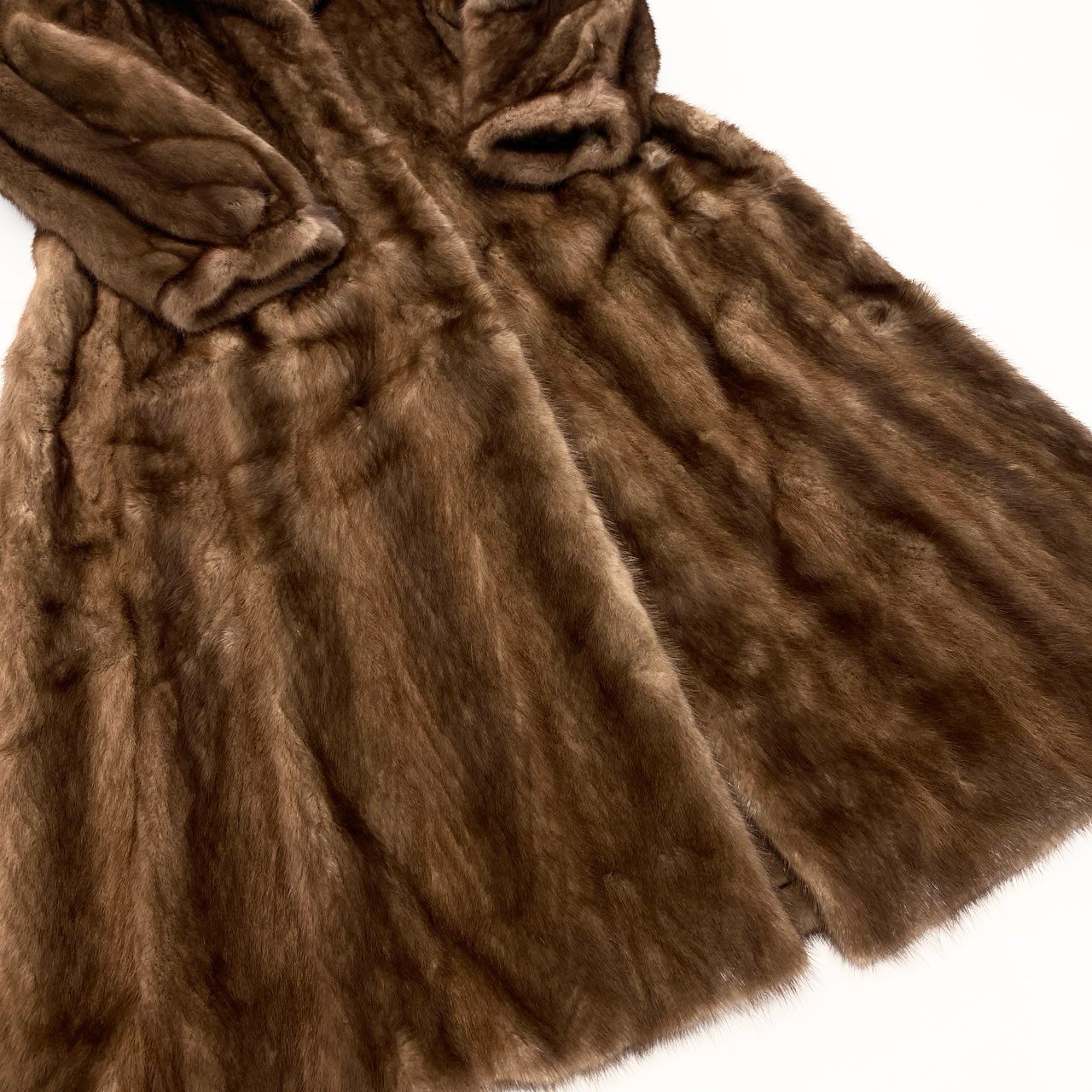 32k28 【美品】CHERMINETTE  ミンクコート ロングコート サイズ11号  デミバフミンク レディース MINK FURk02i