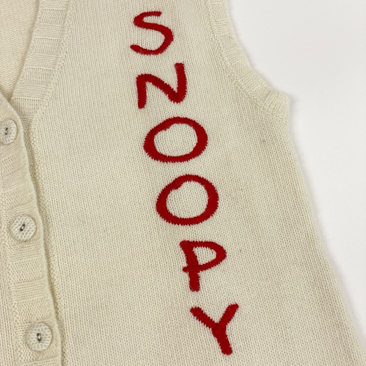 27a23 CASTELBAJAC カステルバジャック × PEANUTS Snoopy スヌーピー ニットベスト サイズ42 アイボリー Vintage ヴィンテージt18r