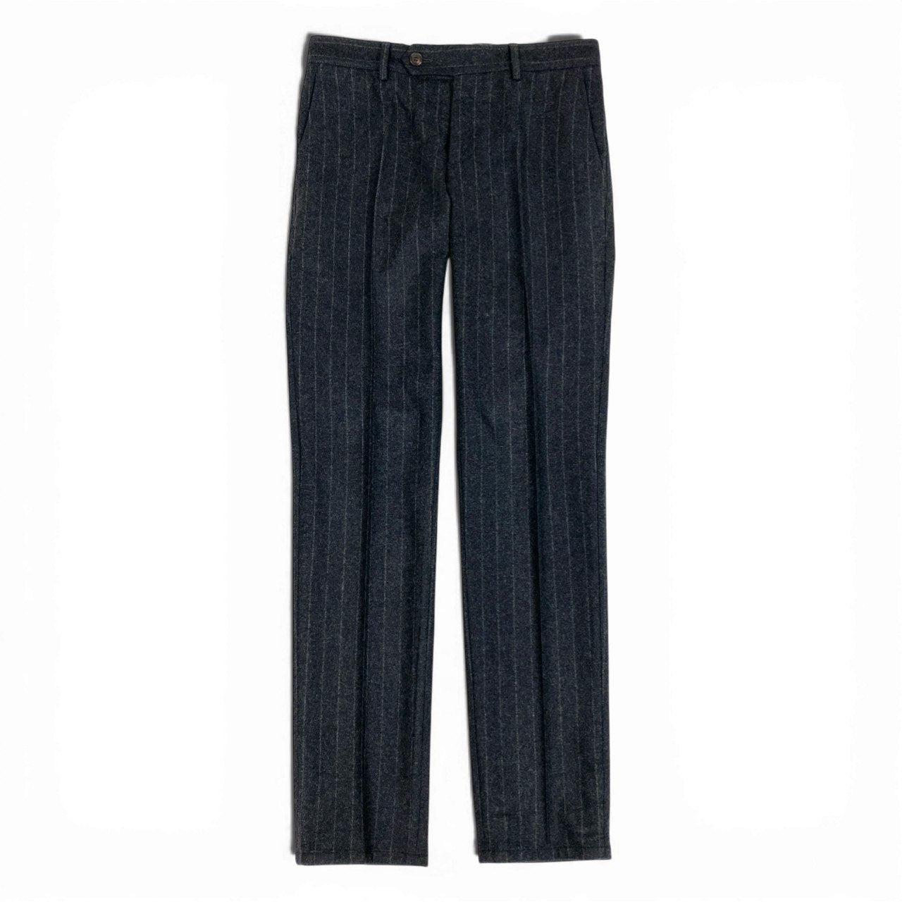 33b27 《美品》 BRUNELLO CUCINELLI ブルネロクチネリ フランネル生地 スラックスパンツ ボトムス 44 グレー ストライプ ウール メンズu02t
