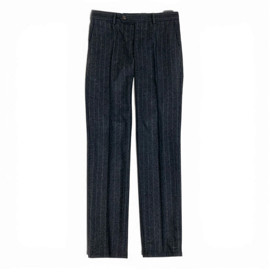 33b27 《美品》 BRUNELLO CUCINELLI ブルネロクチネリ フランネル生地 スラックスパンツ ボトムス 44 グレー ストライプ ウール メンズu02t