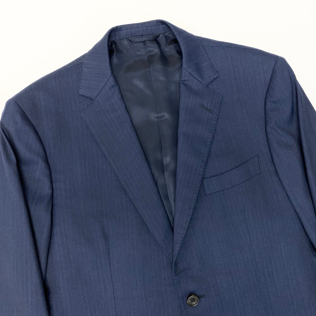 36e27 【美品】 azabu tailor 麻布テーラー Loro Piana ロロピアーナ生地 セットアップ オーダースーツ シングル 2B XLサイズ ネイビー メンズ 紳士服u02t