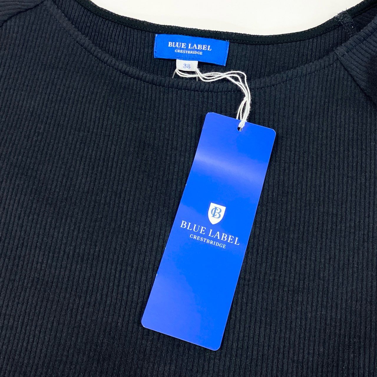 67j6 BLUE LABEL CRESTBRIDGE ブルーレーベル クレストブリッジ ドッキングワンピース 花柄ワンピース 半袖 リブニット レディース 女性用 38 ブラック ネイビーu02t