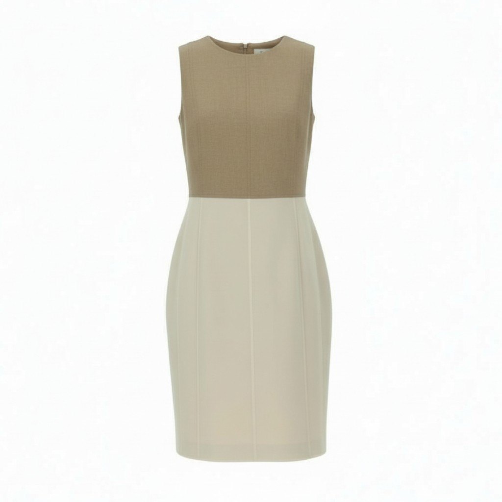 81L15 AKRIS アクリス ノースリーブワンピース バイカラーワンピース ウールワンピース 40サイズ ベージュ アイボリー ウール100％ レディースu02t