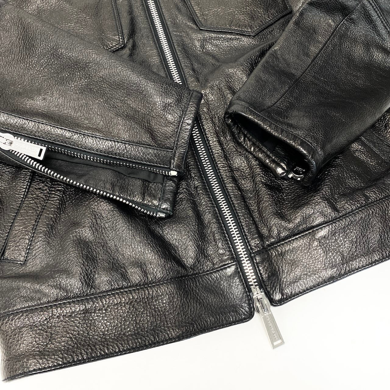 27e11 DSQUARED2 ディースクエアード シングルレザージャケット S74AM1476 サイズ44 ブラック 牛革 ライダースジャケット ルーマニア製t18r
