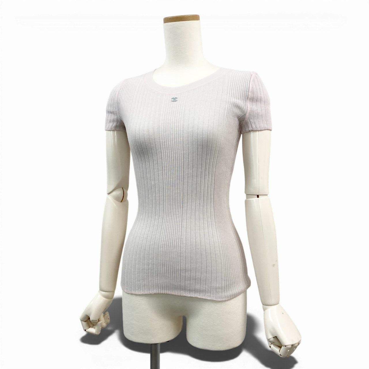 64a15 【美品】CHANEL シャネル P38434 2010年 フロントココマーク リバーシブル タイトニット 半袖ニット サイズ34 レディース 春夏用 トップスta1