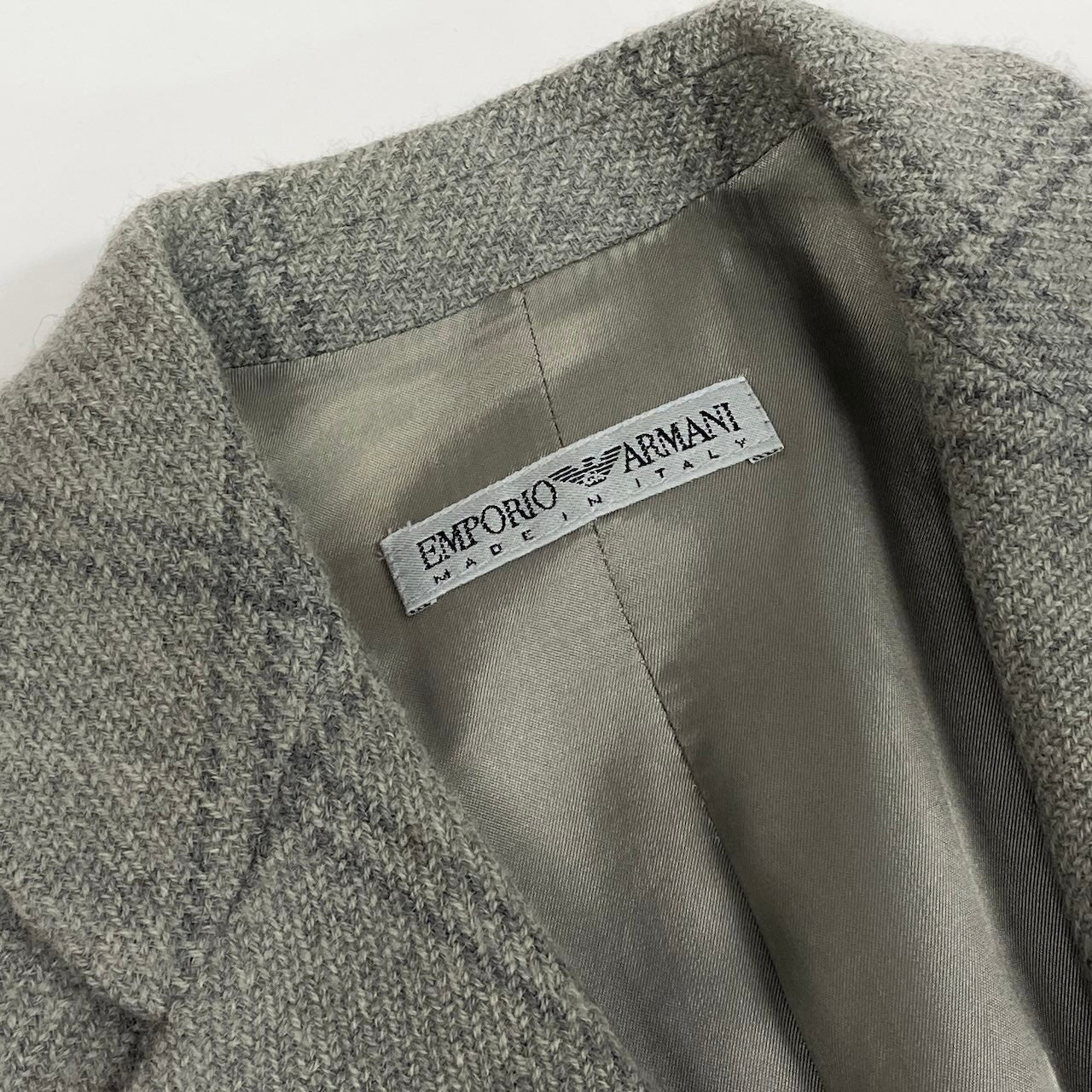 e11 EMPORIO ARMANI  ウールテーラードジャケット チェック柄 イタリア製 38サイズ グレー ウール100％ メンズ 男性用k02i