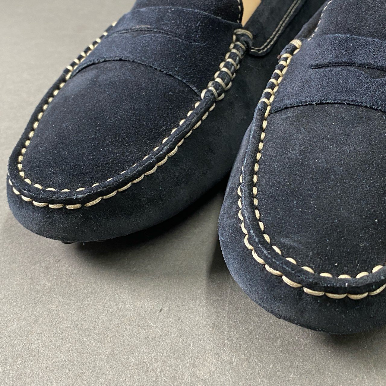 9f11 【極美品】TOD'S トッズ ドライビングシューズ コインローファー サイズ36 1/2 ネイビー スウェード レディース 女性靴