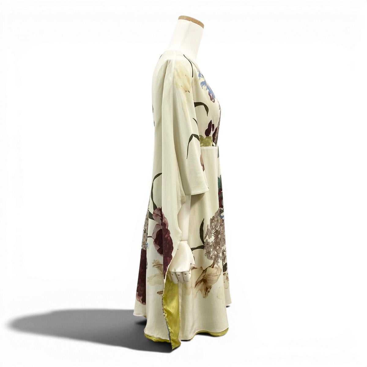 Eg16 VALENTINO ヴァレンティノ Kimono-Sleeve Printed Mini Dress フローラルプリント サイズ38 マルチカラー シルク100％ レディースta1