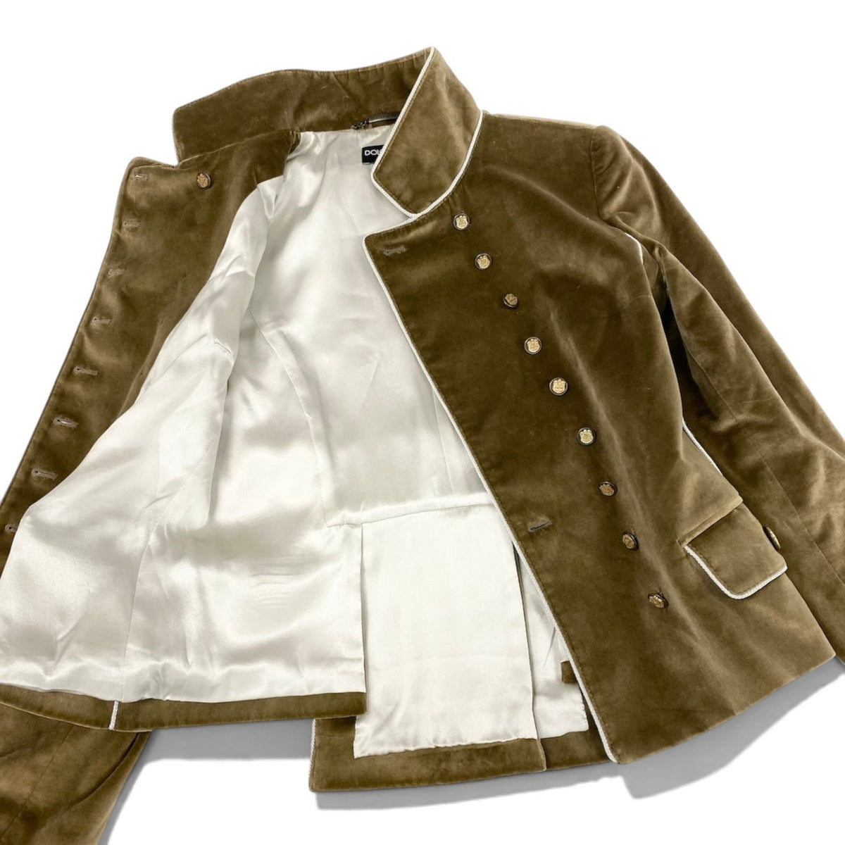 i19 DOLCE＆GABBANA 2006AW ランウェイ着 ナポレオンジャケット イタリア製 36サイズ ブラウン コットン100％ レディース 女性用u02t