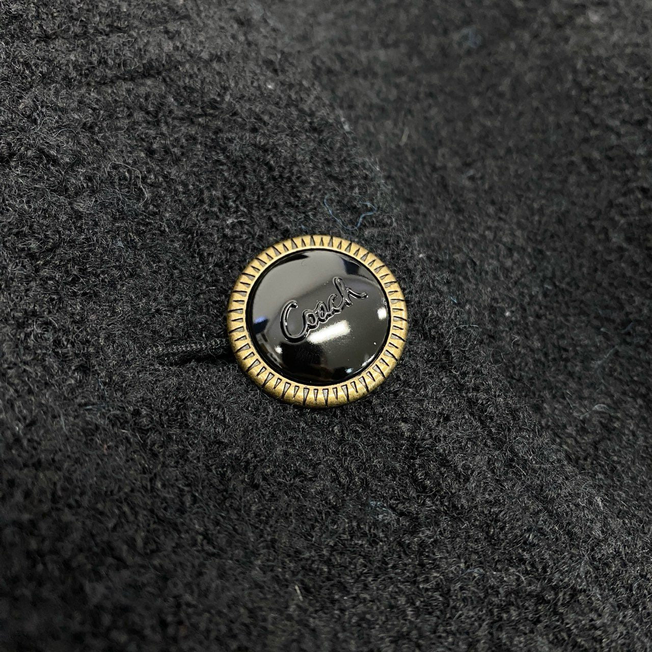 10k11 COACH コーチ ダブルブレスト ジャケット ショート丈 Pコート ウールブレンド 裏地ブランドロゴ ハート柄 レディース 女性用  XS ブラックu02t