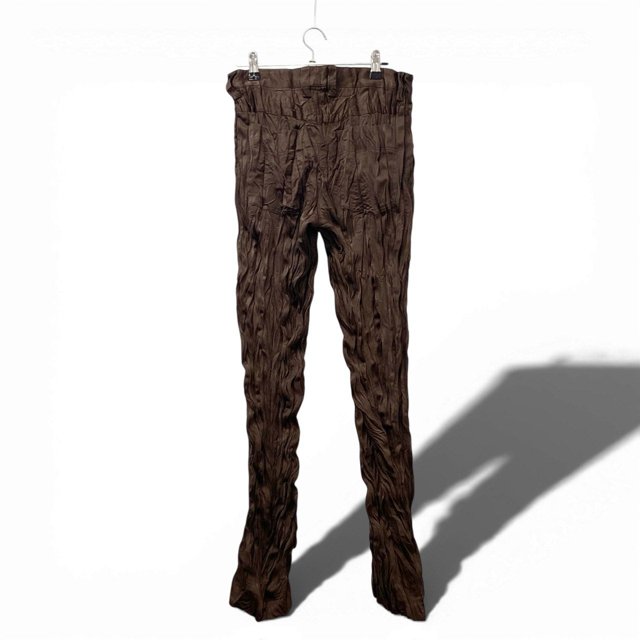 Ab13 ISSEY MIYAKE イッセイミヤケ プリーツスラックスパンツ ボトムパンツ プリーツ加工 IM74-FF618 Mサイズ ブラウン ポリエステル100％ メンズ 男性用u02t