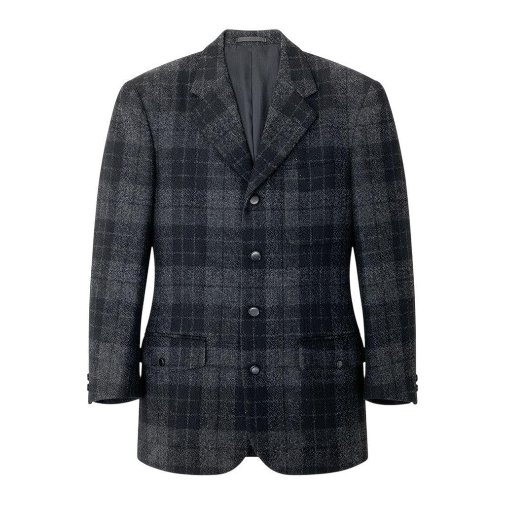54h22 COMME des GARCONS HOMME コムデギャルソン 4つボタン チェック柄 テーラードジャケット サイズM ブラック D-TK9210t18r
