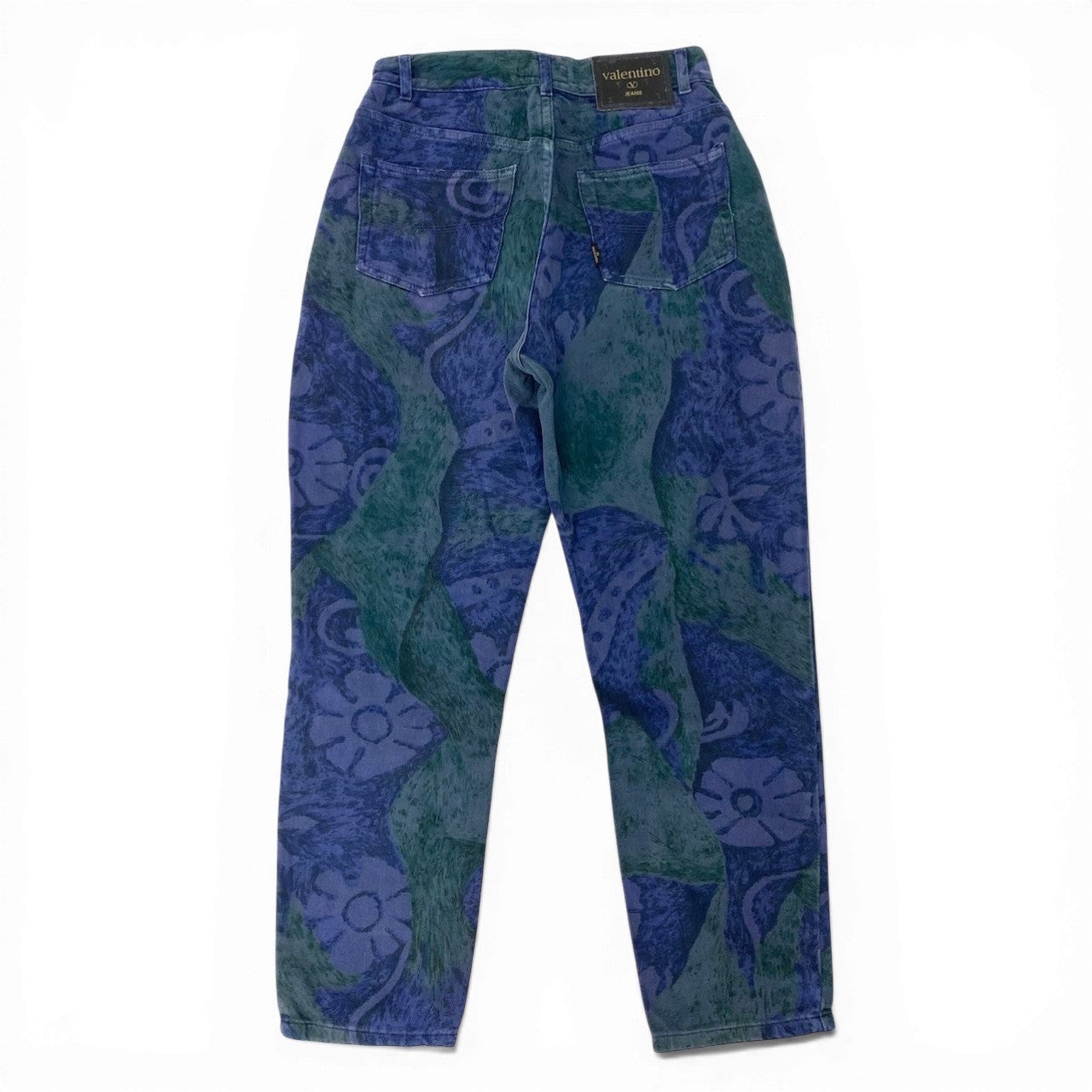 81c26 Valentino ヴァレンティノ Vintage フラワーデニム バギーパンツ サイズ29 パープル イタリア製 DENIM PANTS ジーンズ JEANSt18r