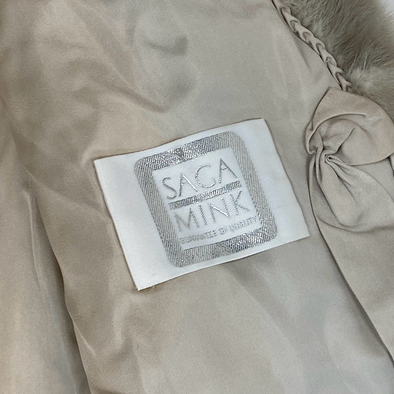 77L8 SAGA MINK サガミンク 銀サガ サファイアミンク 横段スリーブ ファーコート サイズ13号 シルバーグレー 最高級本毛皮 MINK FUR ポケット有t18r