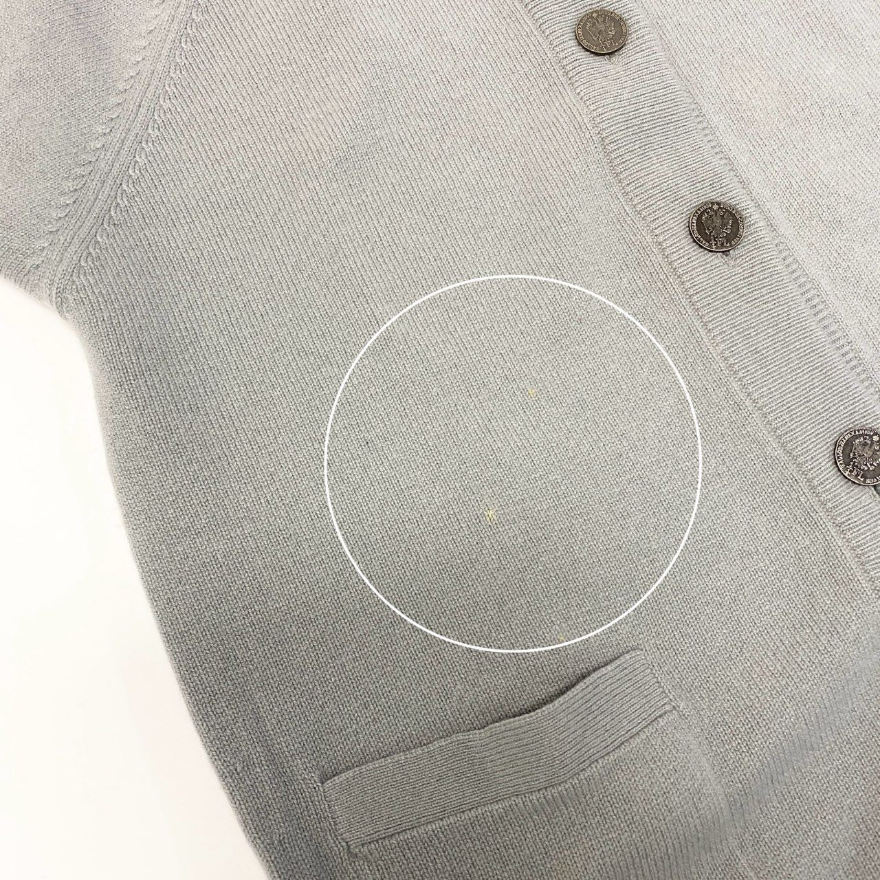 9a19 Ballantyne バランタイン ピュアカシミヤ 100％ カーディガン サイズL ブルーグレー Pure Cashmere スコットランド製t18r