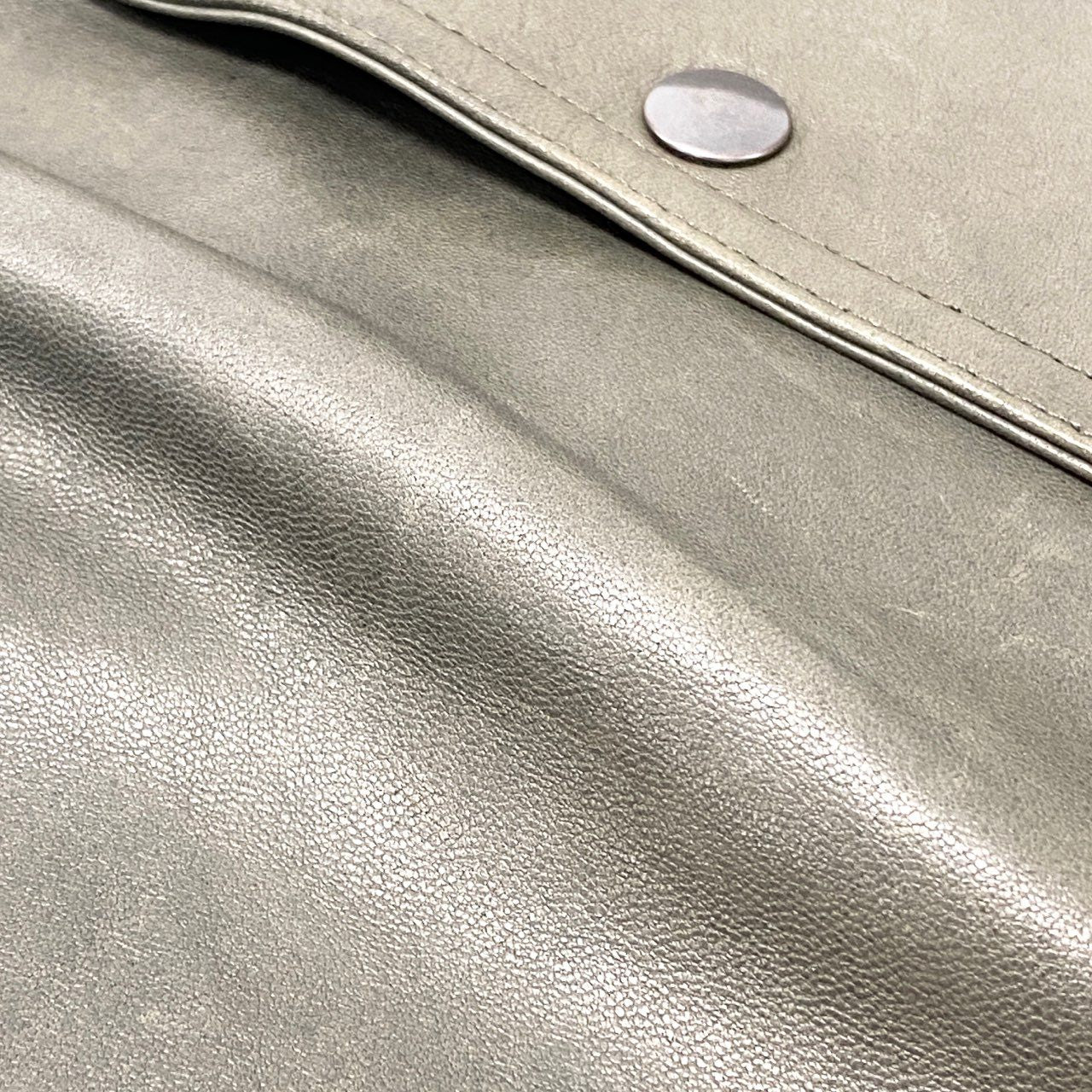 77L8 EMMETI di Franco エンメティ イタリア製 レザー ジャケット シングルライダースジャケット 重ね襟 本革 ラムスキン メンズ 紳士服 46 カーキu02t