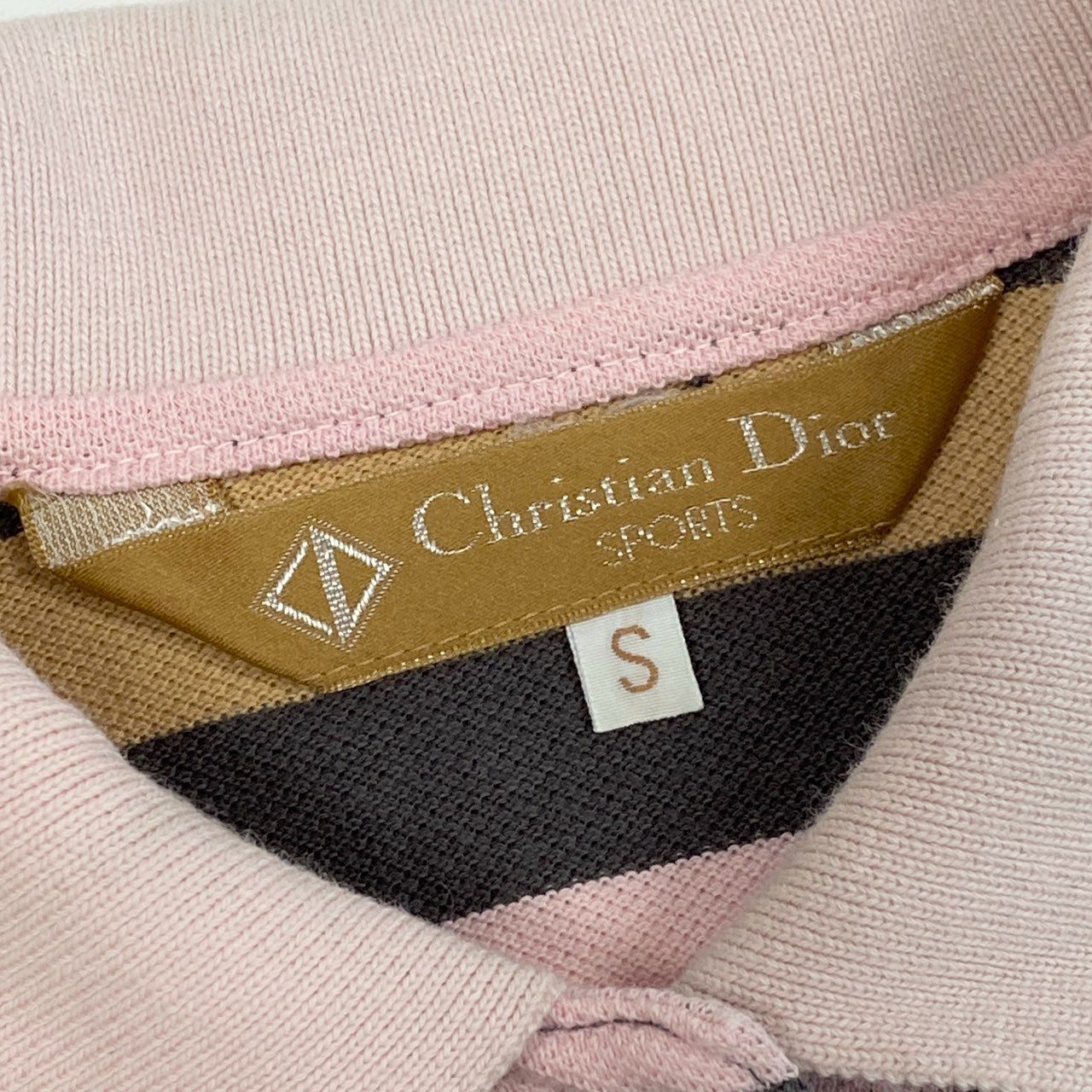 46a30 Vintage Christian Dior ヴィンテージクリスチャンディオール エンブレムロゴ 長袖ポロシャツ ボーダー Polo Shirt Emblem Logo S マルチカラー コットン レディースo07t