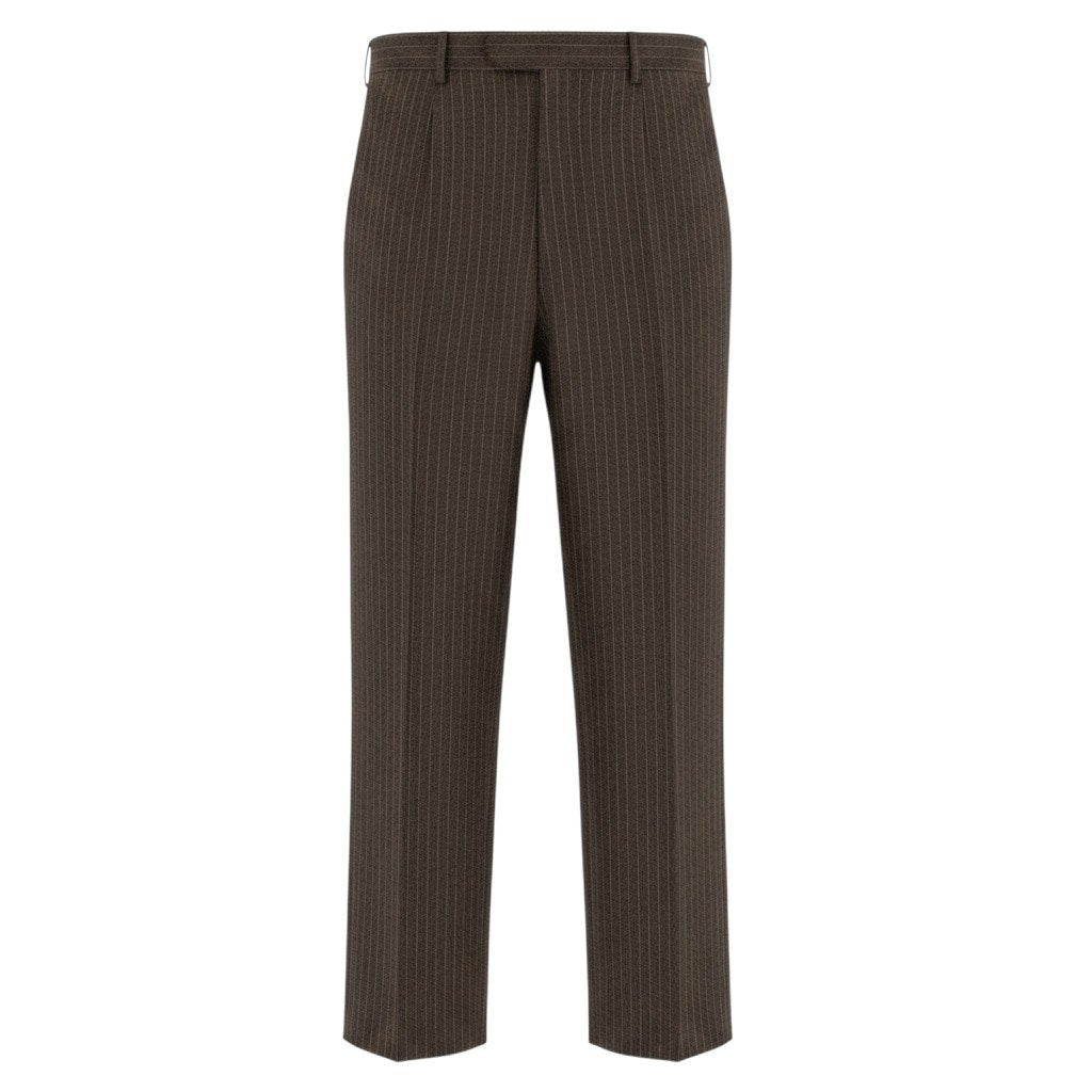 41e14 HERMES エルメス ウールスラックス ストライプ ボトムパンツ イタリア製 54サイズ ブラウン ウール100％ メンズ 男性用u02t