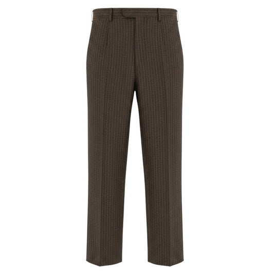 41e14 HERMES エルメス ウールスラックス ストライプ ボトムパンツ イタリア製 54サイズ ブラウン ウール100％ メンズ 男性用u02t