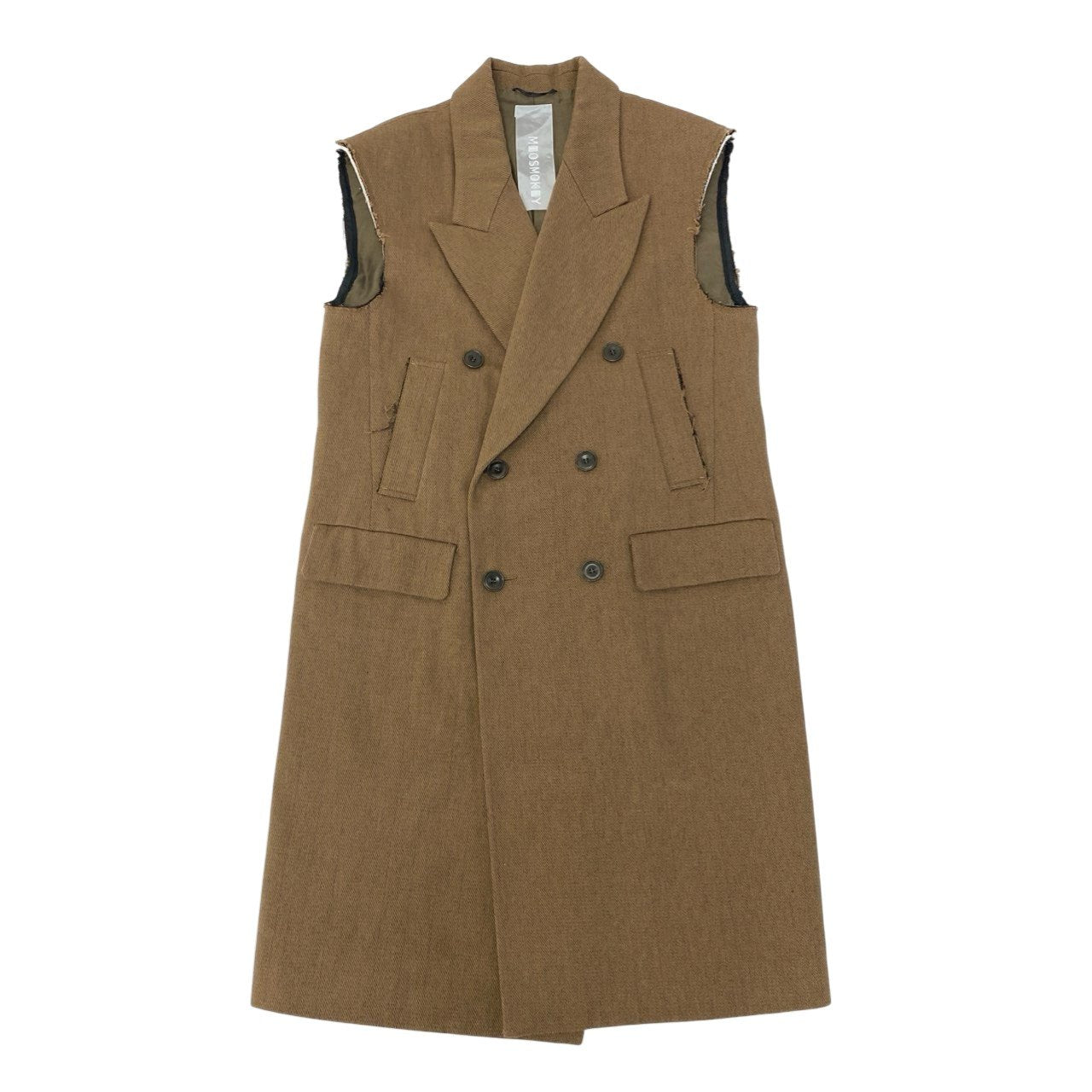 15c5 MIOSMOKEY ミオズモーキー 22AW カットオフ ベスト STRIPE CUT OFF GILET ロングジレ サイズ36 ベージュ レディース アウターk02i