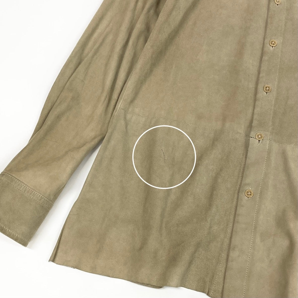 6i14 RALPH LAUREN ラルフローレン USA製 ブラックレーベル スエードレザー ロングスリーブシャツ サイズ2 ベージュ メンズk02i