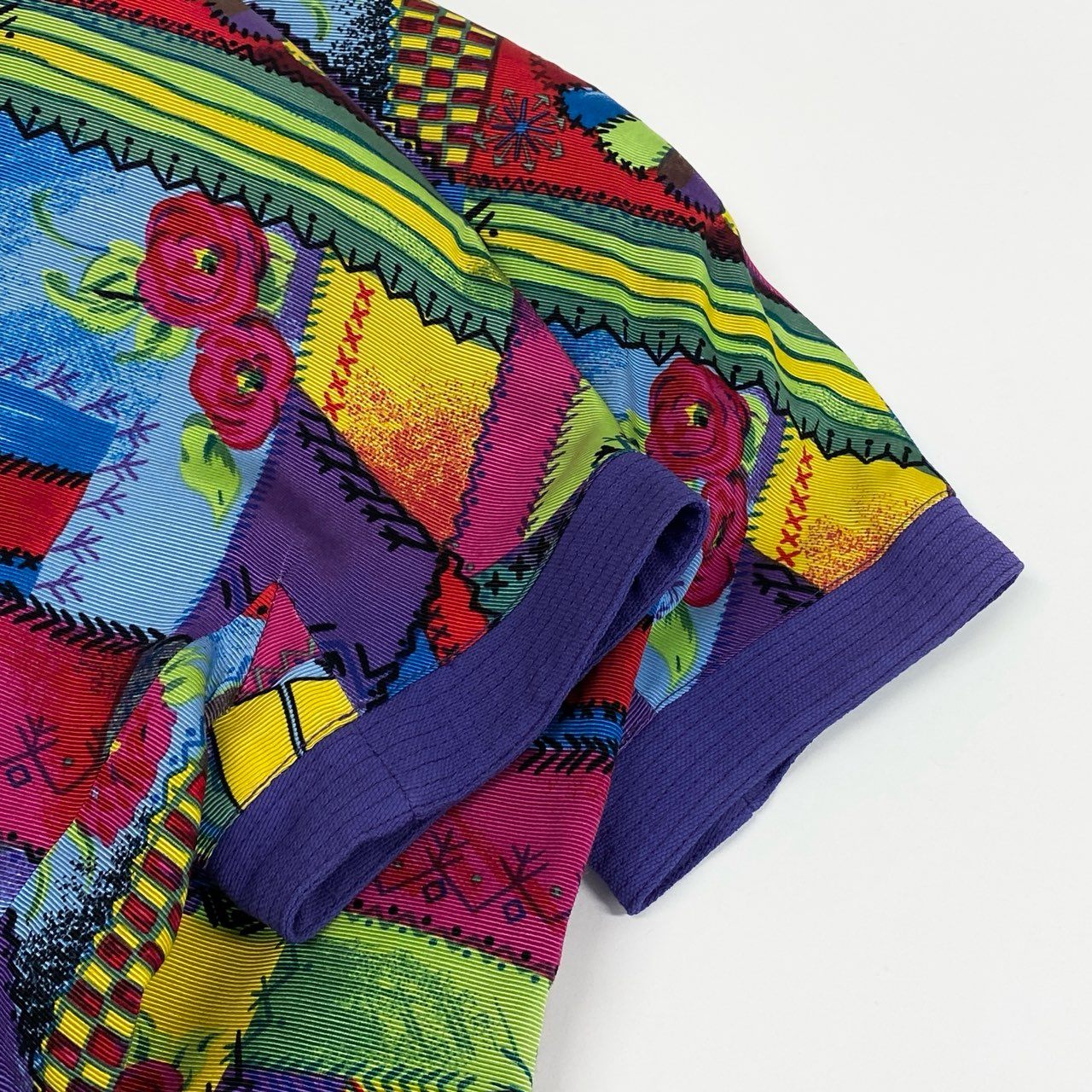 Ib19  VERSUS Gianni Versace ジャンニヴェルサーチ 総柄 半袖ジャケット ジップアップ 38 マルチカラー レーヨン レディースu02t