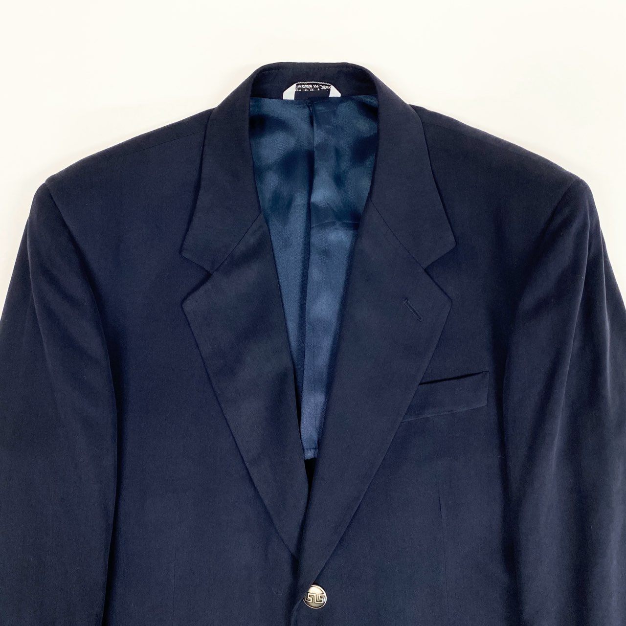 37a19 VERSACE SPORT ヴェルサーチ セットアップスーツ シングルスーツ 3B 刻印ボタン シルク混 メンズ 紳士服 フォーマル サイズ48 ネイビーu02t