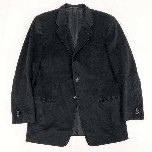 81h7 ARMANI COLLEZIONI アルマーニコレッツォーニ テーラードジャケット ブレザー 総カシミヤ 52 ブラック カシミア100％ メンズk02i