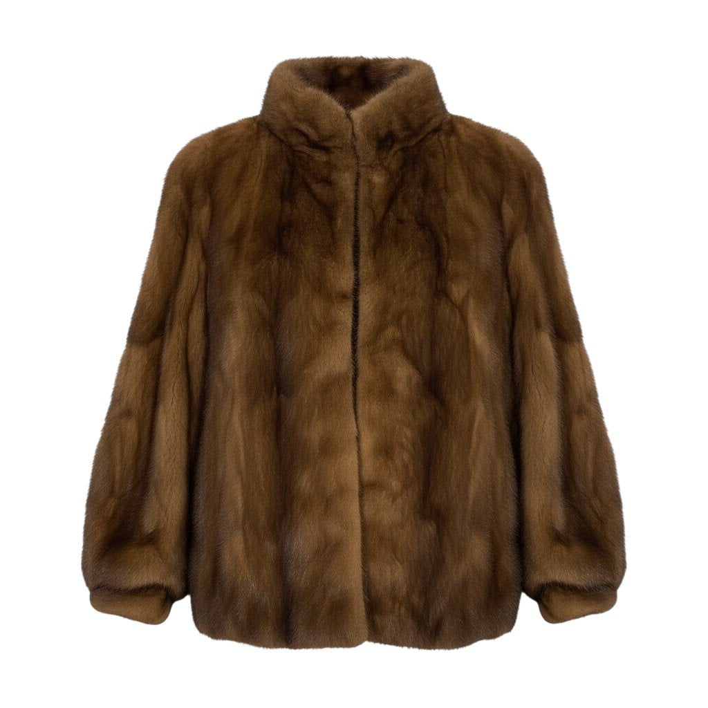24j7 Very Good 袖段 デミバフミンク ファーコート サイズ13 ブラウン 本毛皮 Mink Fur Coat リアルファーt18r