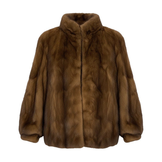 24j7 Very Good 袖段 デミバフミンク ファーコート サイズ13 ブラウン 本毛皮 Mink Fur Coat リアルファーt18r