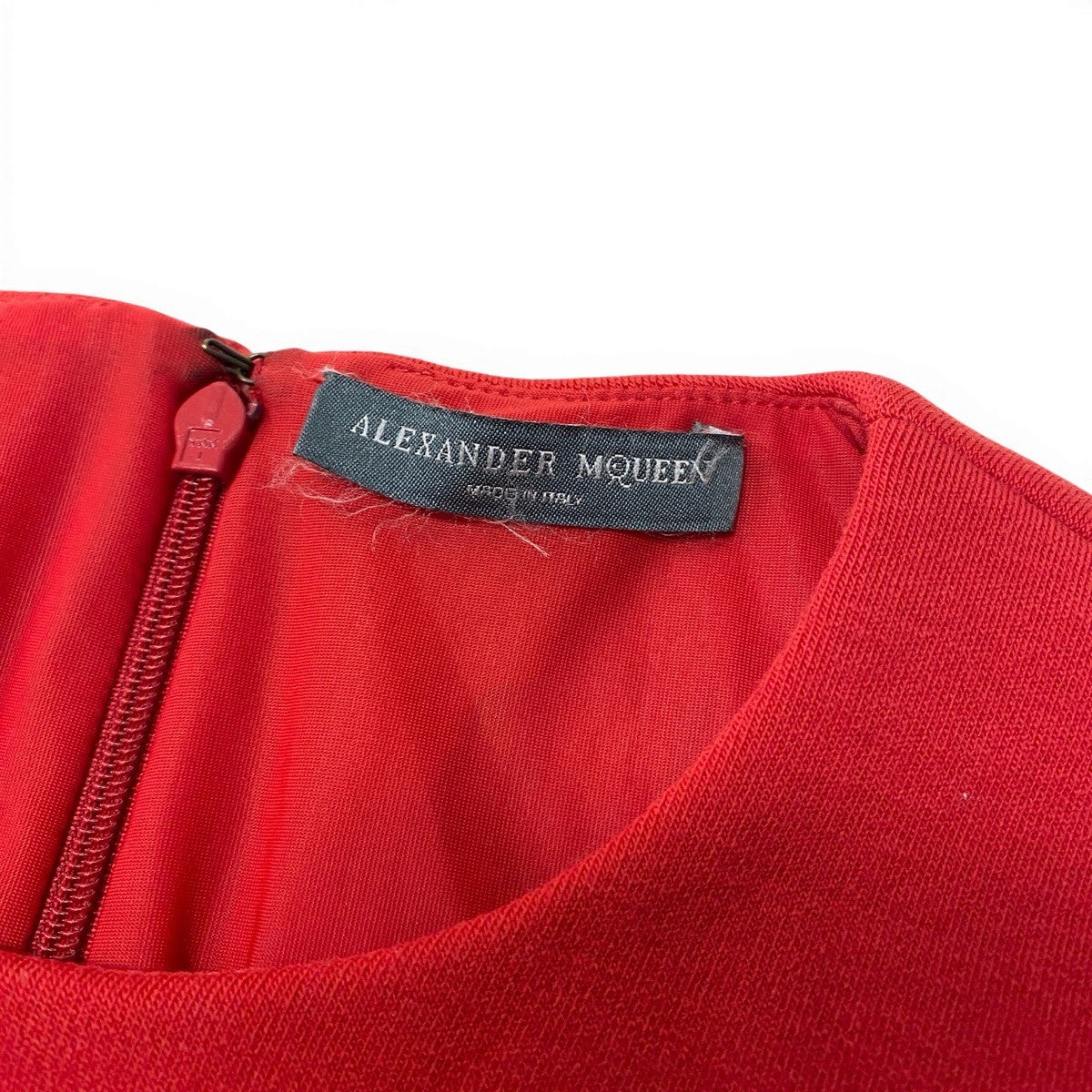 Ef26 ALEXANDER McQueen アレキサンダーマックイーン 長袖ワンピース ドレスワンピース ウールワンピース 裾フレア イタリア製 1169388 38 レッド レディース 女性用u02t