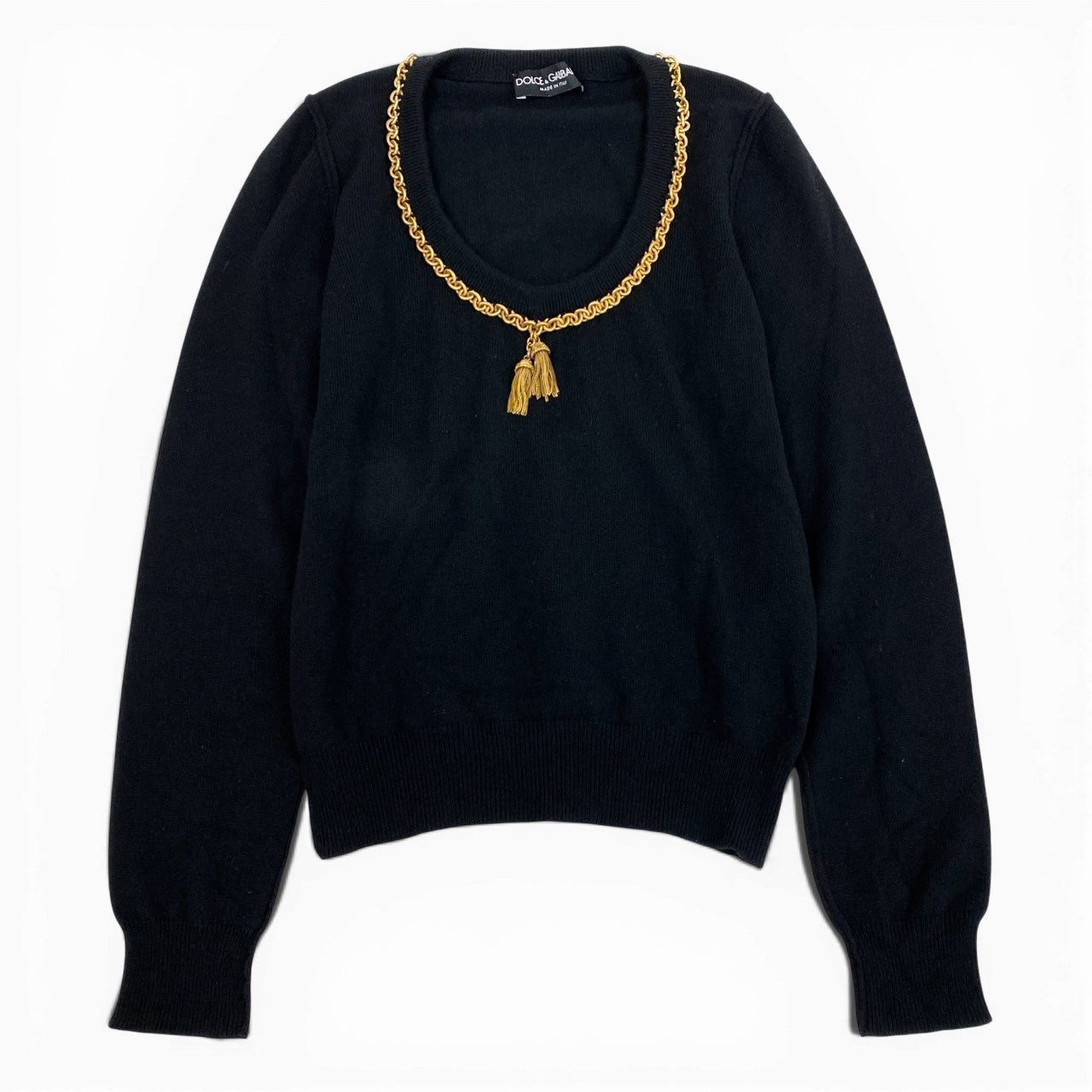 2L27 Dolce & Gabbana ドルチェアンドガッバーナ ドルガバ Gold Chain Tassel Cashmere 100% カシミヤセーターSweater Size 40 レディース 女性用k02i