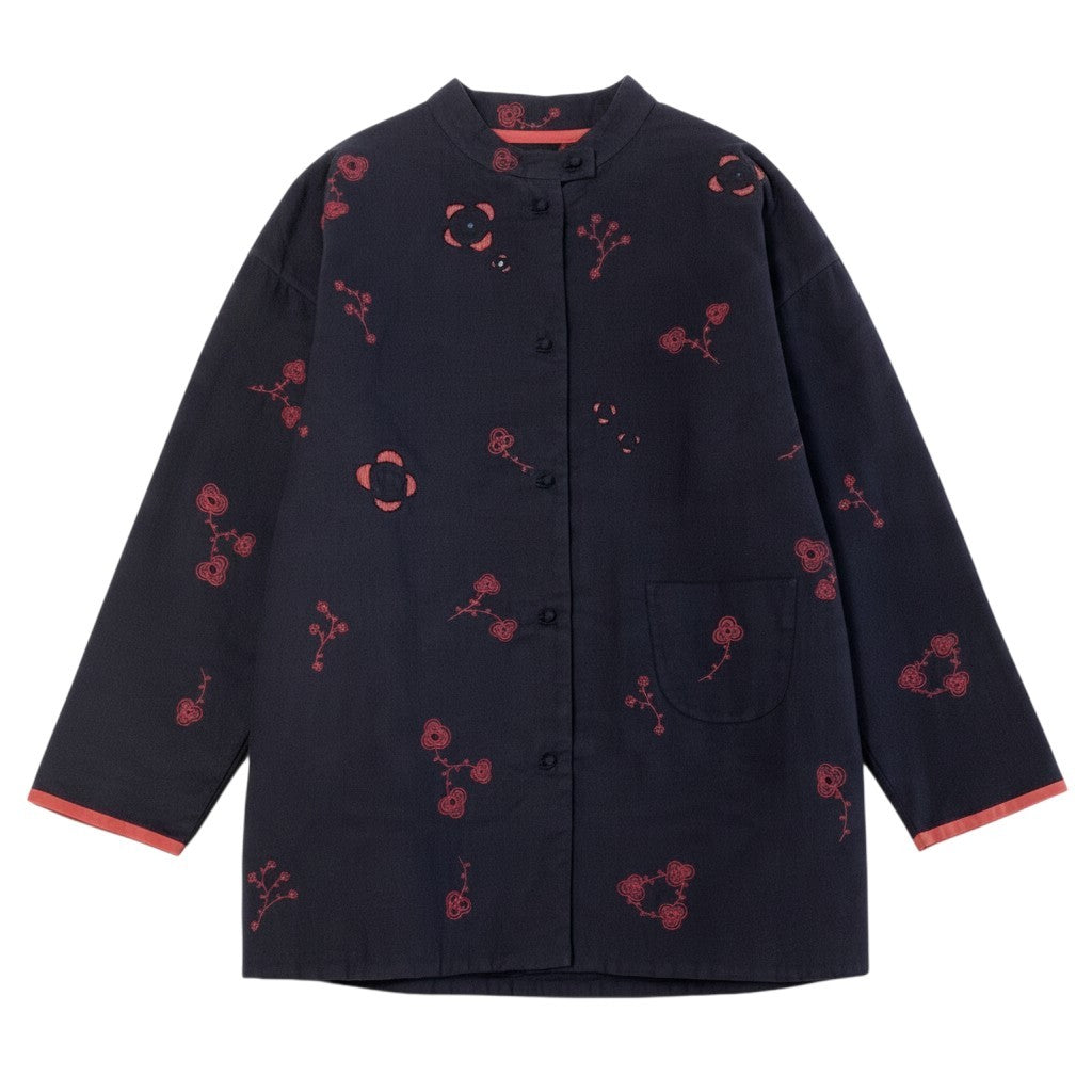 j16 ISSEY MIYAKE HaaT チャイナジャケット チャイナブラウス 花柄刺繍  HA04FT531 2サイズ ブラック コットン100％ レディース 女性用u02t