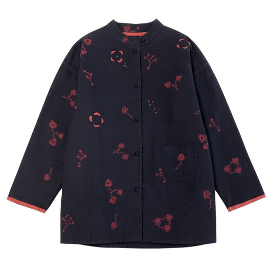 j16 ISSEY MIYAKE HaaT チャイナジャケット チャイナブラウス 花柄刺繍  HA04FT531 2サイズ ブラック コットン100％ レディース 女性用u02t