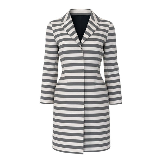 89g24 【美品】 WEEKEND MaxMara ウィークエンド マックスマーラ チェスターコート ボーダー柄 サイズ38 グレー  レディース 女性用u02t