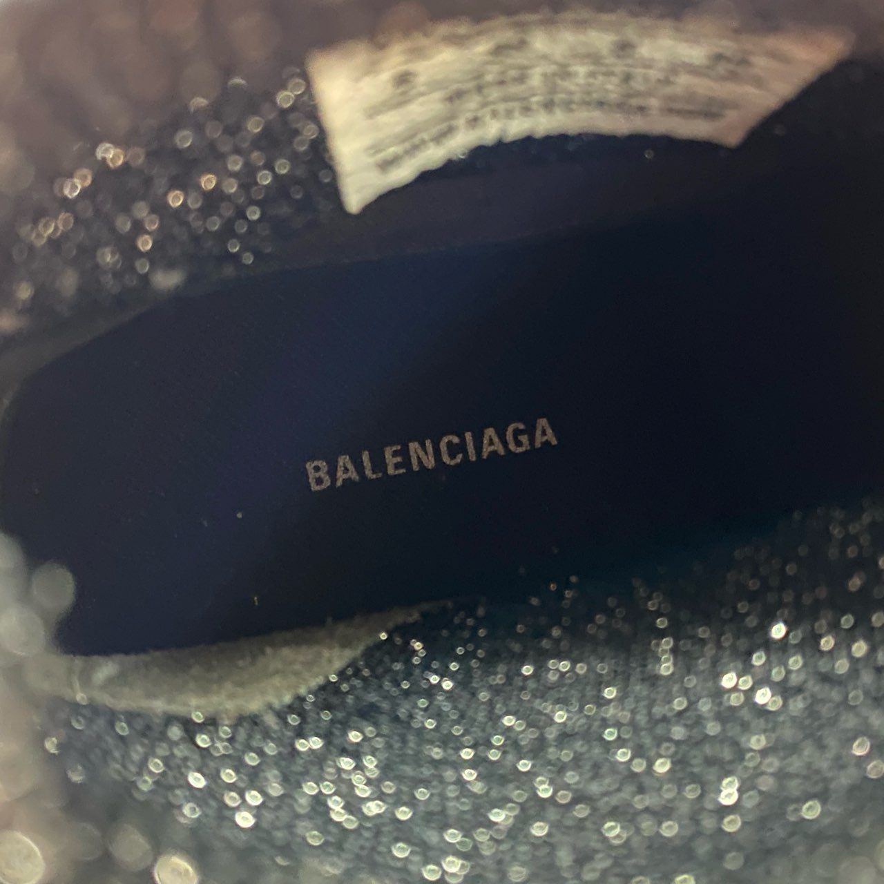 3l20 BALENCIAGA バレンシアガ SPEED TRAINER スピードトレーナー 25cm ブラック シルバー ラメ ソックススニーカー シューズ イタリア製