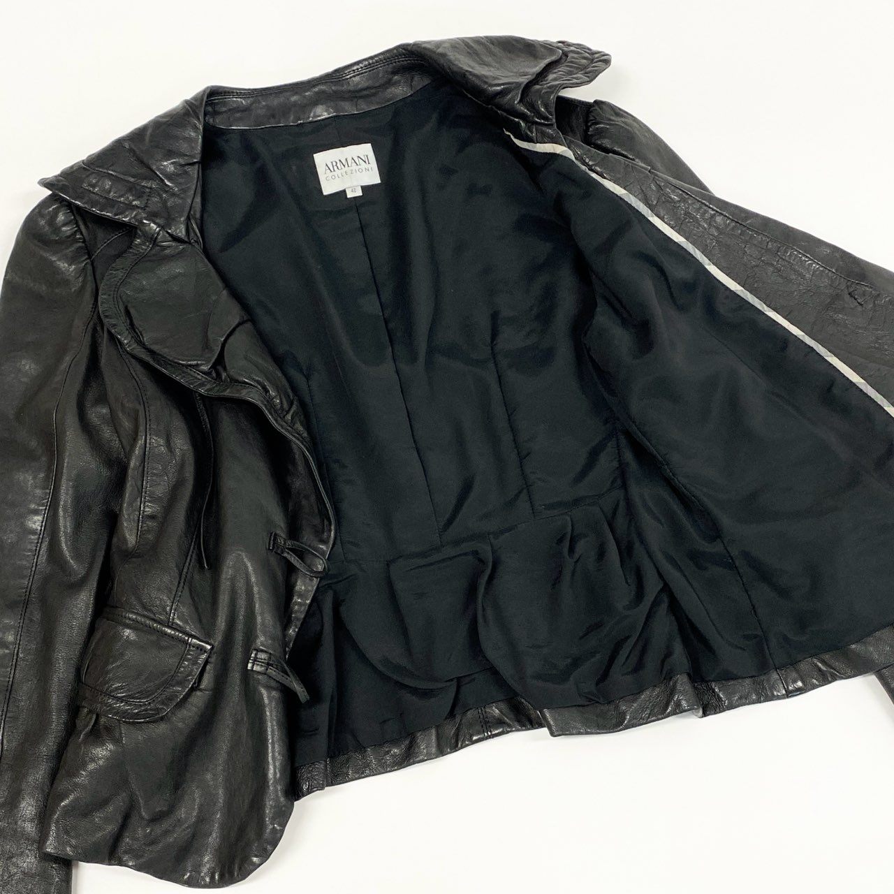 3L28 Armani Collezzoni アルマーニコレツィオーニ 2000’S Leather Jacket レザージャケット ラムレザー Size 42 レディース 女性用k02i
