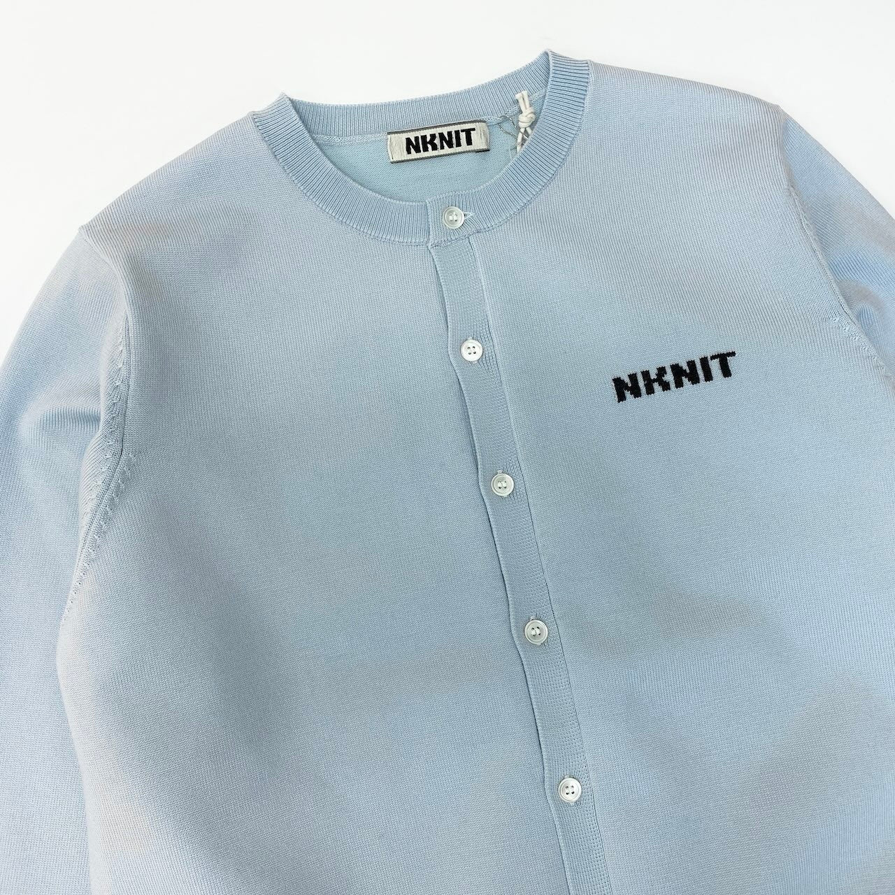 11c29 《未使用品》 NKNIT ンニット 25AW Logo Knit Cardigan ロゴニットカーディガン サイズ1 サックス タグ付t18r