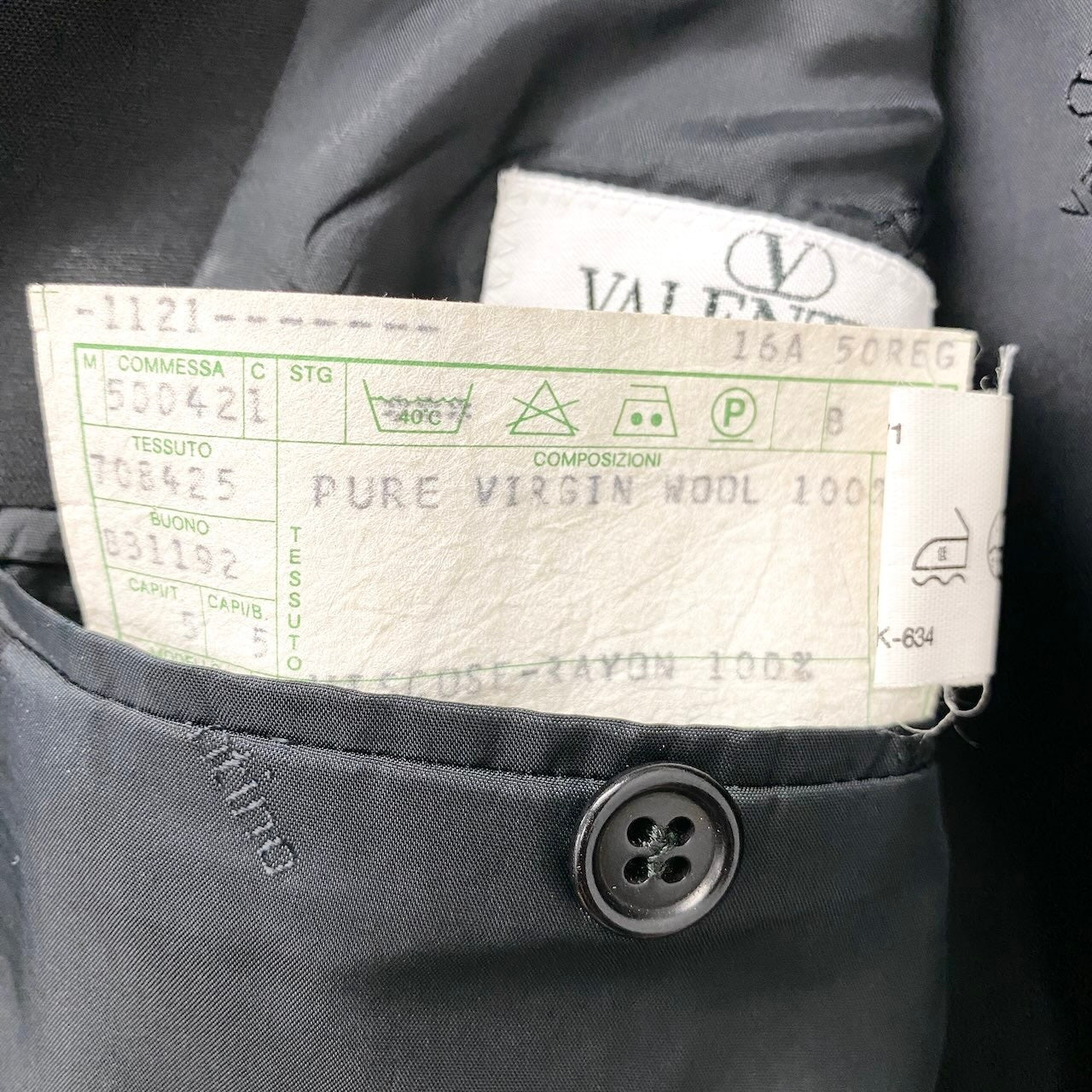79c26 VERSACE ヴェルサーチ セットアップスーツ フォーマル ストライプ ウールストレッチ メンズ 男性用 52 ダークグレー系u02t