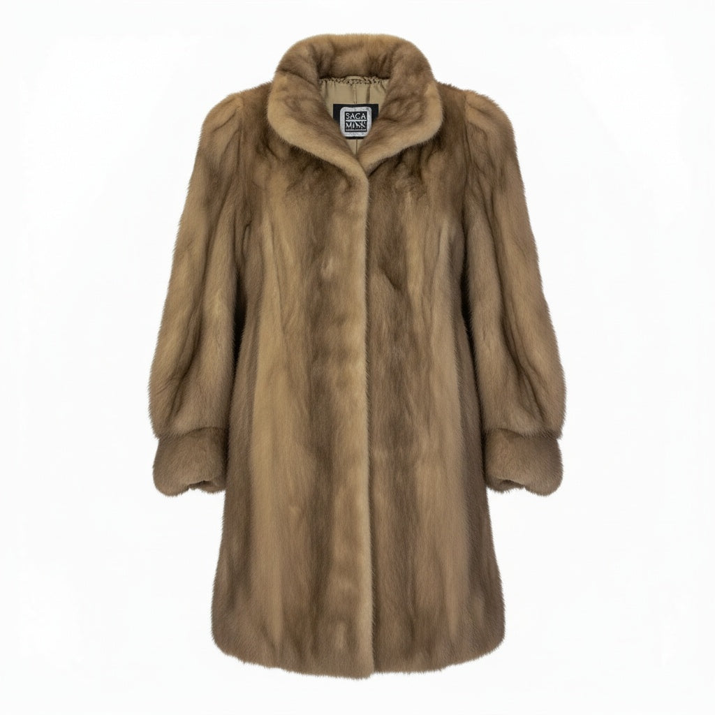 78a24 SAGA MINK サガミンク 銀サガ パステルミンク ロングコート サイズ11 茶系 最高級本毛皮 Mink Fur Coatt18r