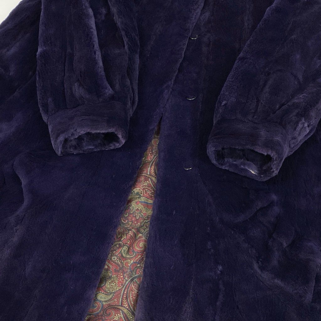 72L15 AMERICAN FUR AWARDS アメリカンファーアワード 4つ星 染め シェアードミンク ロングコート サイズF パープル 最高級本毛皮 MINK FURt18r