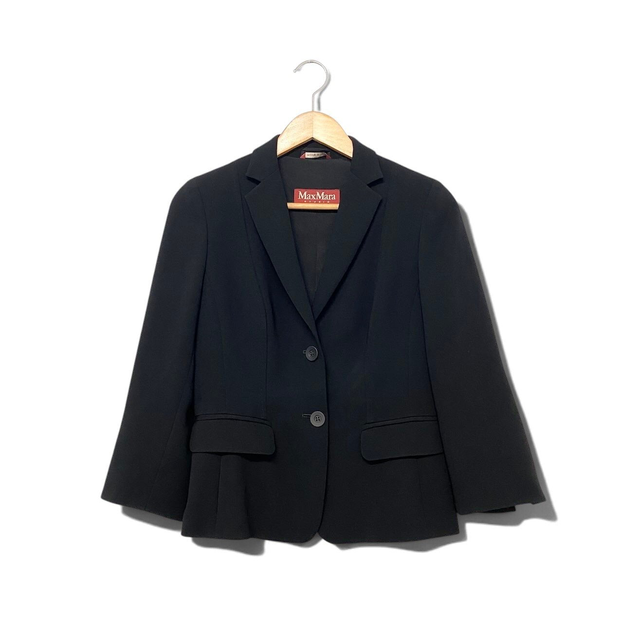 88i1 【美品】 MaxMara STUDIO マックスマーラ ステュディオ テーラードジャケット フォーマル サイズ46 ブラック レディース 女性用o07t