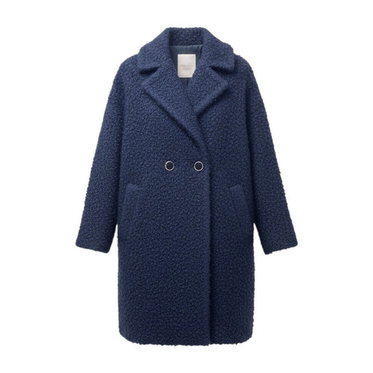42c26 STRASBURGO ストラスブルゴ チェスターコート ロングコート モヘアウール混 ダブルブレスト レディース 女性服 36 ネイビーu02t